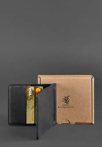 Мужской кожаный портмоне черный 1.0 зажим для денег Crazy Horse - фото 4