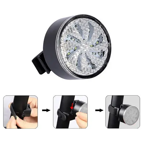 Велосипедный фонарь габарит AYQ-0113 + клипса + microUSB + 8 режимов (Цветной) - фото 5