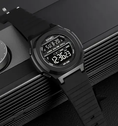 Часы мужские спортивные Skmei 1821 (Черные с черным циферблатом) - фото 5