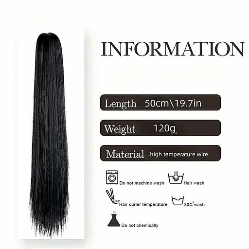 Шиньйон накладний хвіст на шпильці Didaka пряме волосся 50 см "Брюнетка" K0973-1 - фото 8