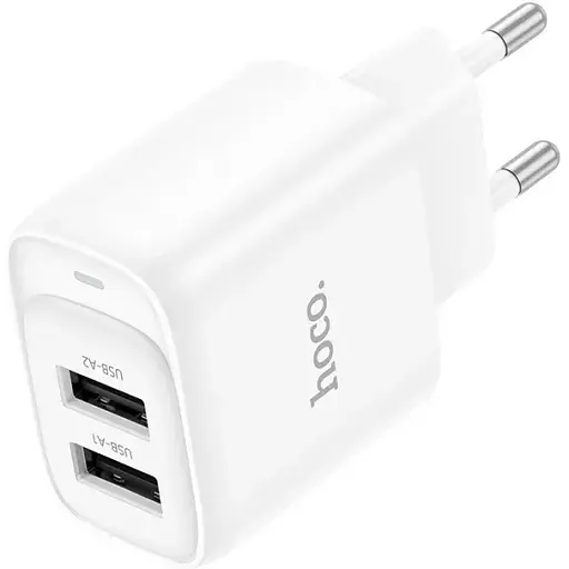 Сетевое зарядное устройство Hoco C141A Smart dual-port charger(EU) Белый - фото 1