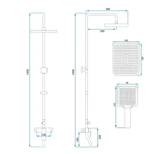 Душова система Rea Maximus хром з виливом REA-P2411, Хром - фото 5