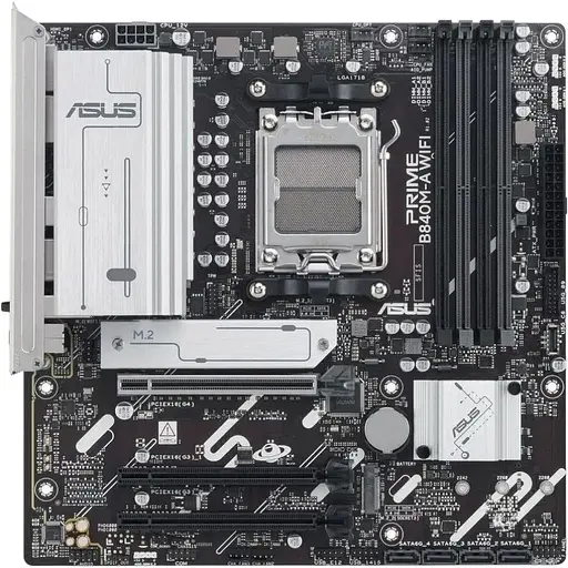 Материнская плата Asus AM5 Prime B840M-A WIFI, B840, 4xDDR5, Int.Video (CPU), 4xSATA3, 3xM.2, 1xPCI-E 4.0x16, 2xPCI-E 3.0x16, Realtek 7.1 5.3, 5xUSB 3.2/6xUSB 2.0, HDMI/2xDP, MicroATX
