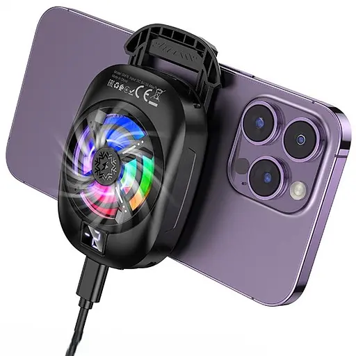 Охолоджуючий кулер для мобільного телефону Hoco GM76 Blue diamond Black - фото 4