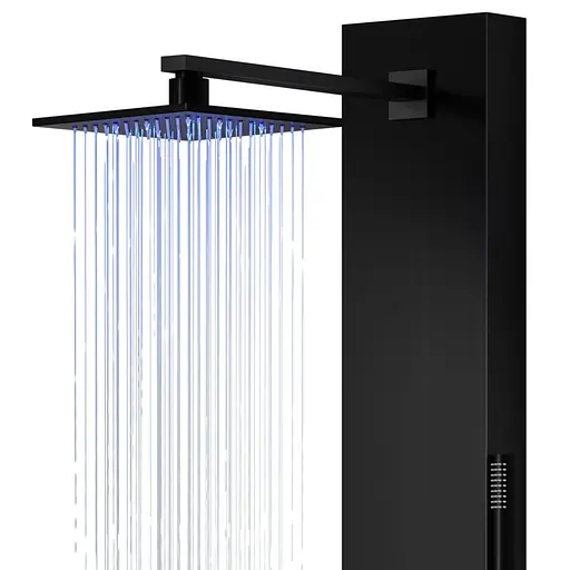 Душова панель Corsan Neo black LED з виливом та термостатом S060TBLLEDW, Чорний матовий - фото 2