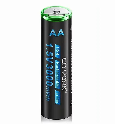Аккумулятор AA Cityork 1.5v 3000mwh литий-ионный + USB (Черный)