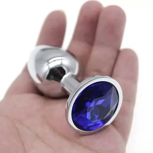 Сталева анальна пробка з кристалом 5,3 см Металік K000896 - фото 3