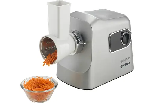Gorenje Мясорубка, 2500Вт, 2.8кг/хв, 3 решітки, насадка для ковбас, кеббе, шнековий соковидавлювач, 3 терки, пластик/метал, нерж - фото 4