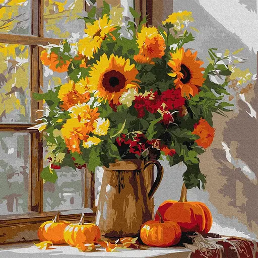 Картина за номерами "Осінній букет із соняхів" ©art_selena_ua Ідейка KHO5740, 40x40 см - фото 1