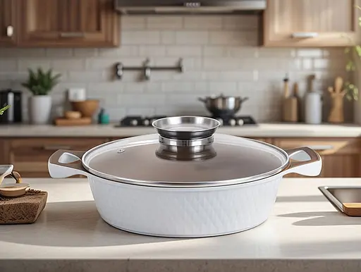 Сотейник Zauberg алюмінієвий мармурове покриття індукційний 28 см 3.5 л білий (YLS8028 I) - фото 1