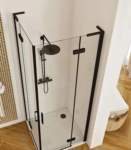 Душевая кабина Rea Hugo 90x90 black двойная REA-K6601, Черный матовый, Универсальная, прозрачная - фото 4