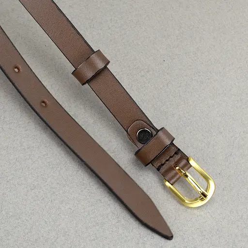 Ремень кожаный женский узкий светло-коричневый HC-1562 (130 см) - фото 4