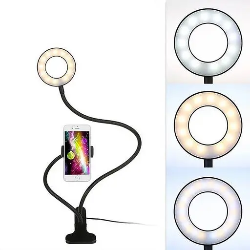 Тримач для телефона Atlanta з LED-підсвіткою 2в1 (прищіпка) гнучкий - фото 2