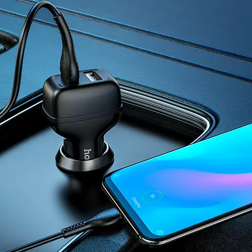 Адаптер автомобильный HOCO Micro USB Cable Leader Z36 черный - фото 5