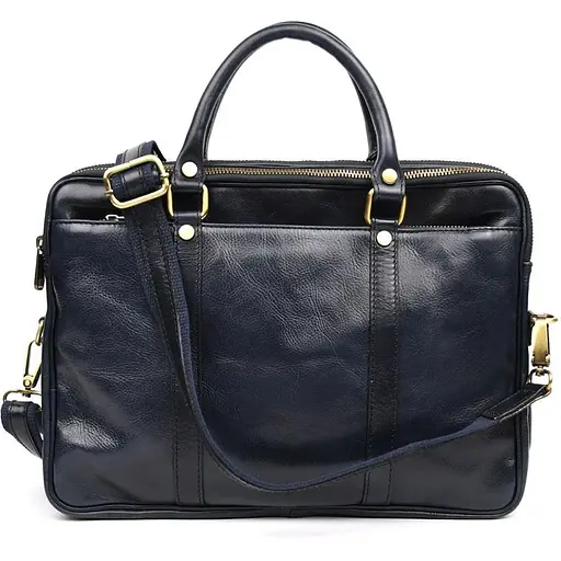 Кожаная сумка Firenze синяя 36х26х7 см sum0028418 - фото 1