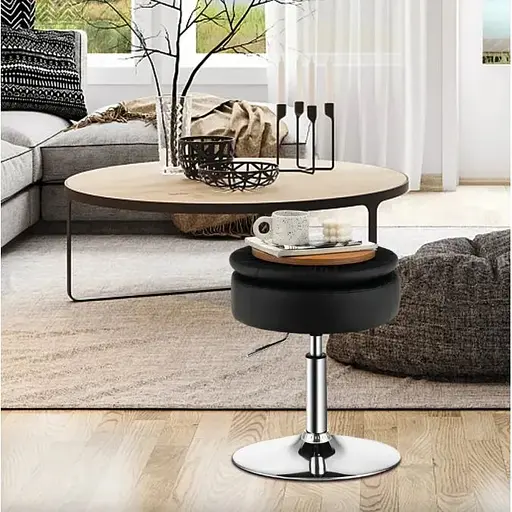 Кресло табурет вращающееся Costway Meri с местом для хранения черный - фото 3