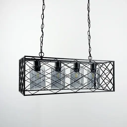 Підвісна люстра на 4 лампи в стилі Loft Line.F Колір плафона Графітовий - фото 4