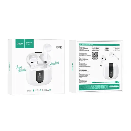 Бездротові навушники Hoco EW36 Delicate TWS | BT5.3, 30/400mAh, 4h | вкладиші white - фото 4