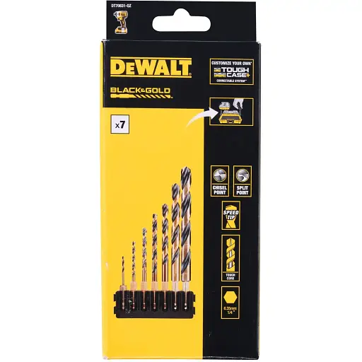 Касета зі свердлами по металу DeWalt Black & Gold діаметр 2, 3, 4, 5, 6, 8, 10 мм 1/4 дюйма, 8 шт. (DT70831)