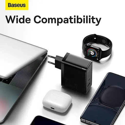 Блок живлення мережевий адаптер Baseus GaN5 Pro Fast Charger 100 W (CCGP090201) чорний - фото 5
