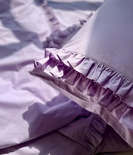 Комплект постільної білизни полуторний з рюшами 155х215 см варена бавовна White Dream Ліловий (2003/2R) - фото 9