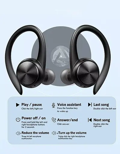 Беспроводные спортивные Bluetooth наушники TWS J92 c тканевым зарядным кейсом, сенсорами управления чёрные - фото 5