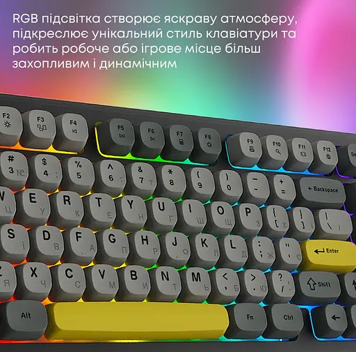 Клавіатура ігрова бездротова Ajazz AF-BGY-98 Plus Black-Gray-Yellow 2.4G/Bluetooth/USB - фото 8