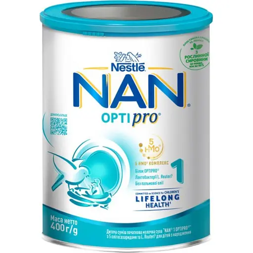 Уцінка. Дитяча суміш початкова молочна суха NAN 1 OPTIPRO з 5 олігосахаридами та L. Reuteri для дітей з народження, 400 г 
