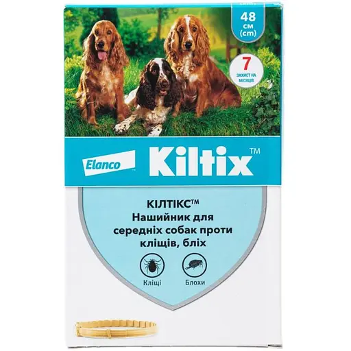 Нашийник Elanco (Bayer) Kiltix від бліх та кліщів для собак великих порід 48 см