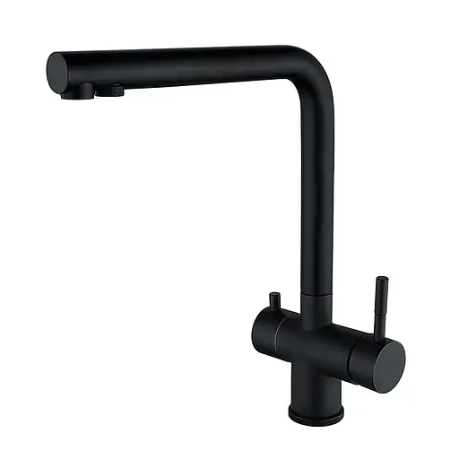 Змішувач для кухні на дві води Zerix LUX-021 Black ZX4870 Чорний матовий - фото 1