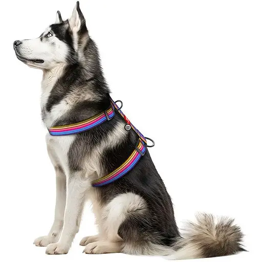 Шлея для собак Waudog Nylon анатомічна H-подібна з QR-паспортом, малюнок "Лінія 1", пластиковий фастекс, XL - фото 3