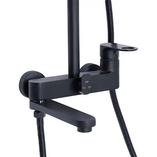 Душова система універсальна Qtap Jay на три споживача (з виливом) QTJAY111BLM45549 Black matt, Чорний матовий - фото 3