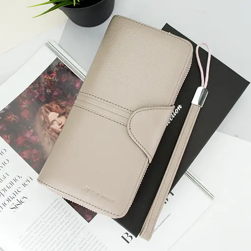 Гаманець жіночий шкіряний De Esse LC14621-GD25 великий з ремінцем нюдовий - фото 2