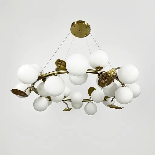 Кольцевая люстра с 24 белыми плафонами и листочками Ø 80 см | Ст. MJ 218-800 AB | Line F - фото 1