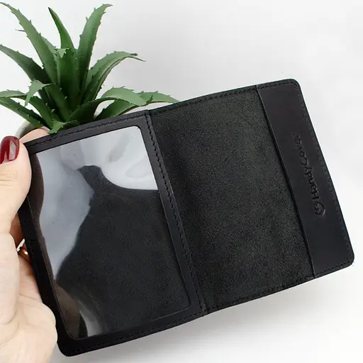 Обложка на удостоверение офицера черная кожаная - фото 5