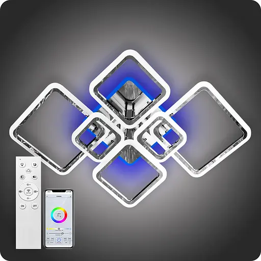 Люстра світлодіодна 517 Light 3color з пультом 150Вт Хром (01553) - фото 2