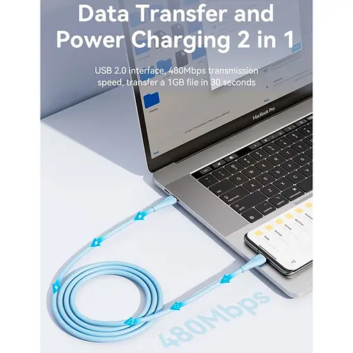 Кабель Vention USB 2.0 C Male to C Male 5A Cable 1M Light Green Silicone Type (TAWGF) - фото 5