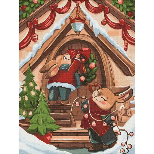 Картина по номерам Праздничные зайчики Лазаренко Елена Brushme 30x40 см разноцветная 000221011