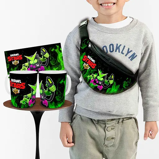 Набор: детская сумка-бананка+кружка Блавл Старс 32х15см,бананка для мальчика через плечо на подарок (00890)