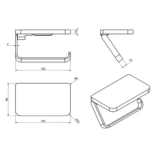 Тримач туалетного паперу Volle Teo з полицею хром 15-88-445 Хром - фото 2