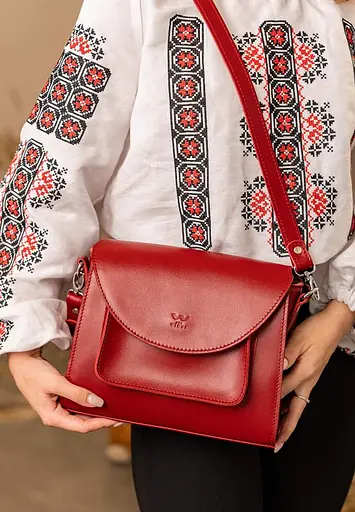 Жіноча шкіряна сумка Liv червоний краст - фото 6