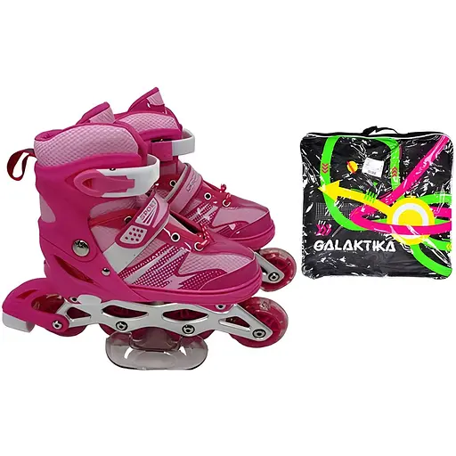 Ролики RS-0037 L (39-42) з підсвіткою рожеві - фото 2