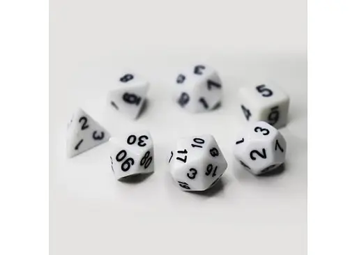 Набор кубиков Opaque 7 Dice Set - White , 7 шт. (g7dopaq07) - фото 3