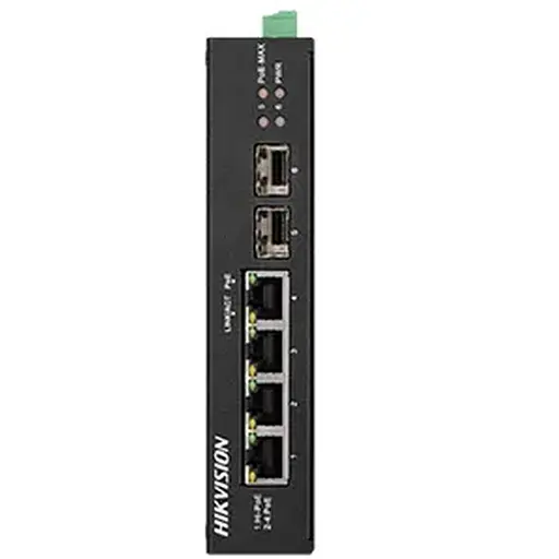 4-портовий некерований POE комутатор Hikvision DS-3T0506HP-E/HS, 4×1000 Мбіт/с RJ45 (1 Hi-PoE) + 2×1000 Мбіт/с SFP