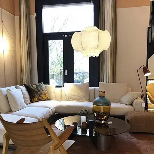 светильник с белым абажуром 50х45 см в стиле Wabi-sabi | Ст. PLP 05-500*450 Line F - фото 6