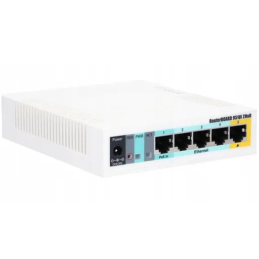 Маршрутизатор Mikrotik RB951Ui-2HnD, N300, 600MHz/128Mb, 5х100Мбит, 1хUSB, 1000mW, PoE in, PoE out, - фото 2