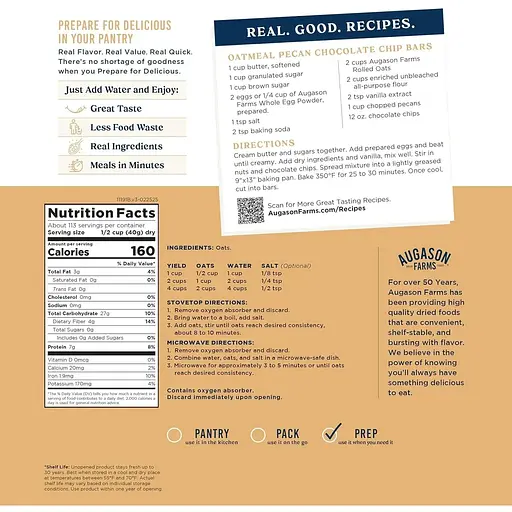 Овсяные хлопья сублимированные Augason Farms с большим сроком годности до 30 лет Augason farms 108 порций - фото 3