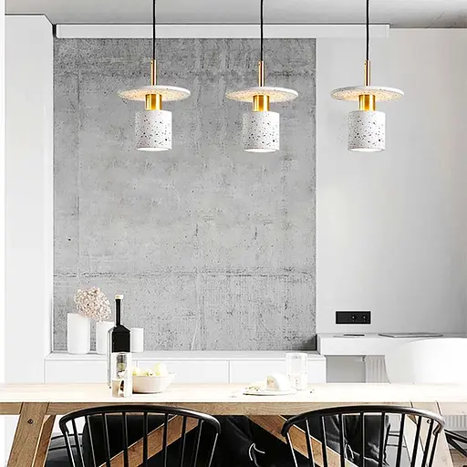 Підвіс Terrazzo Cylinder із білим бетонним плафоном 20 см в стилі Ар-деко Line.F MJ 162-200 WT - фото 1