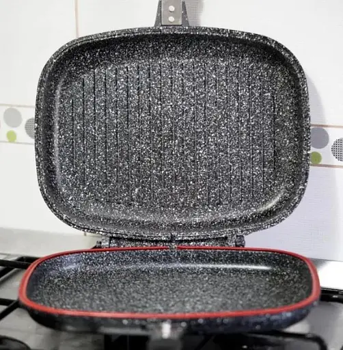 Сковорода гриль BOHMANN BH-1700-32MRB двухсторонняя 32 см с мармуровым покрытием. - фото 4