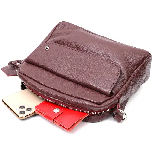 Кожаная женская сумка Grande Pelle 23х17х7 см sum0023597 - фото 6